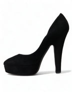 Schwarze Wildleder Plateau High Heels Pumps