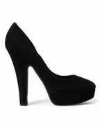 Schwarze Wildleder Plateau High Heels Pumps