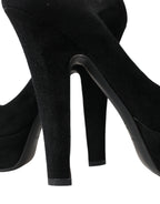 Schwarze Wildleder Plateau High Heels Pumps