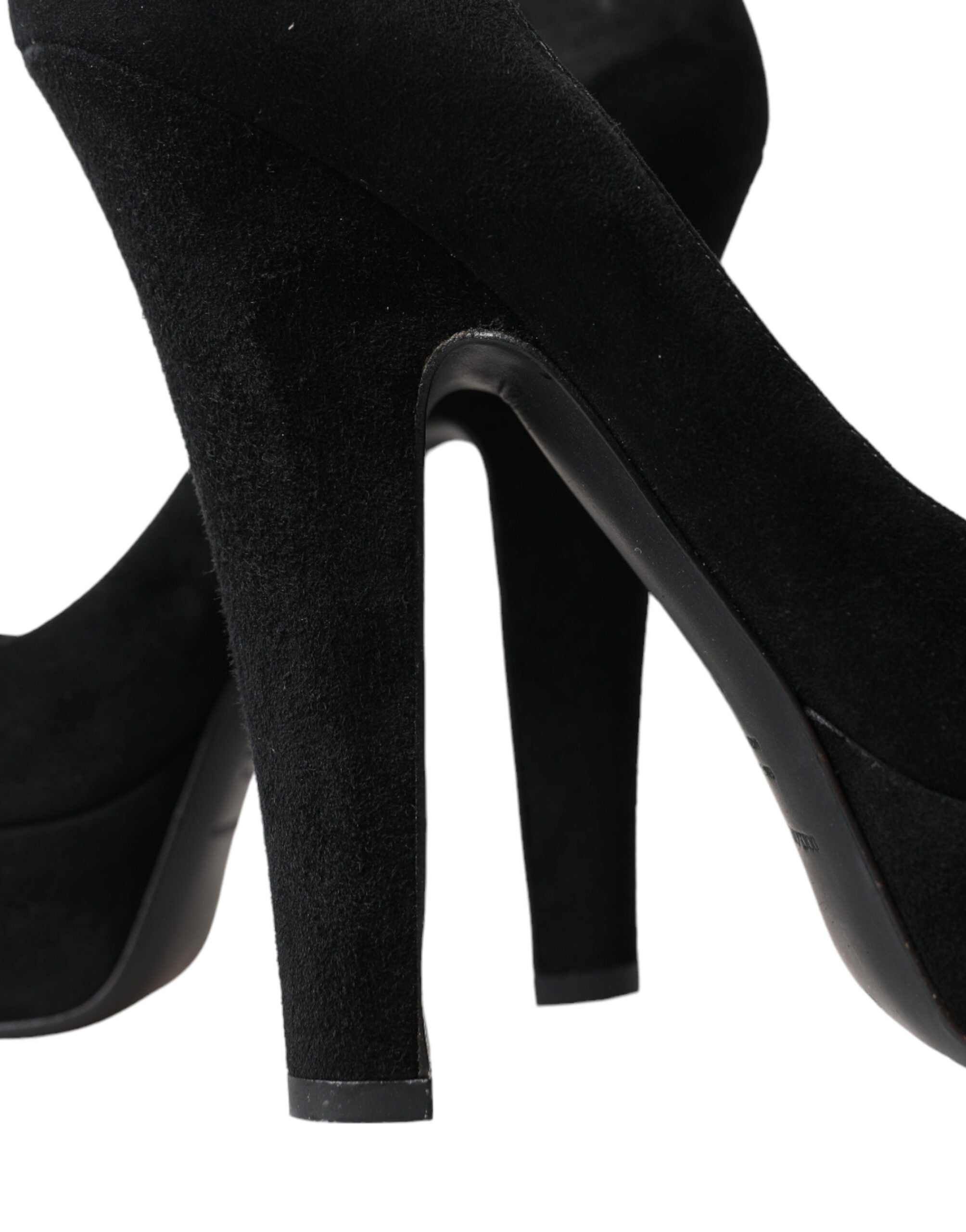 Schwarze Wildleder Plateau High Heels Pumps