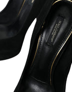 Schwarze Wildleder Plateau High Heels Pumps