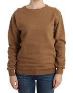 Brauner Rundhals-Sweater aus Baumwolle