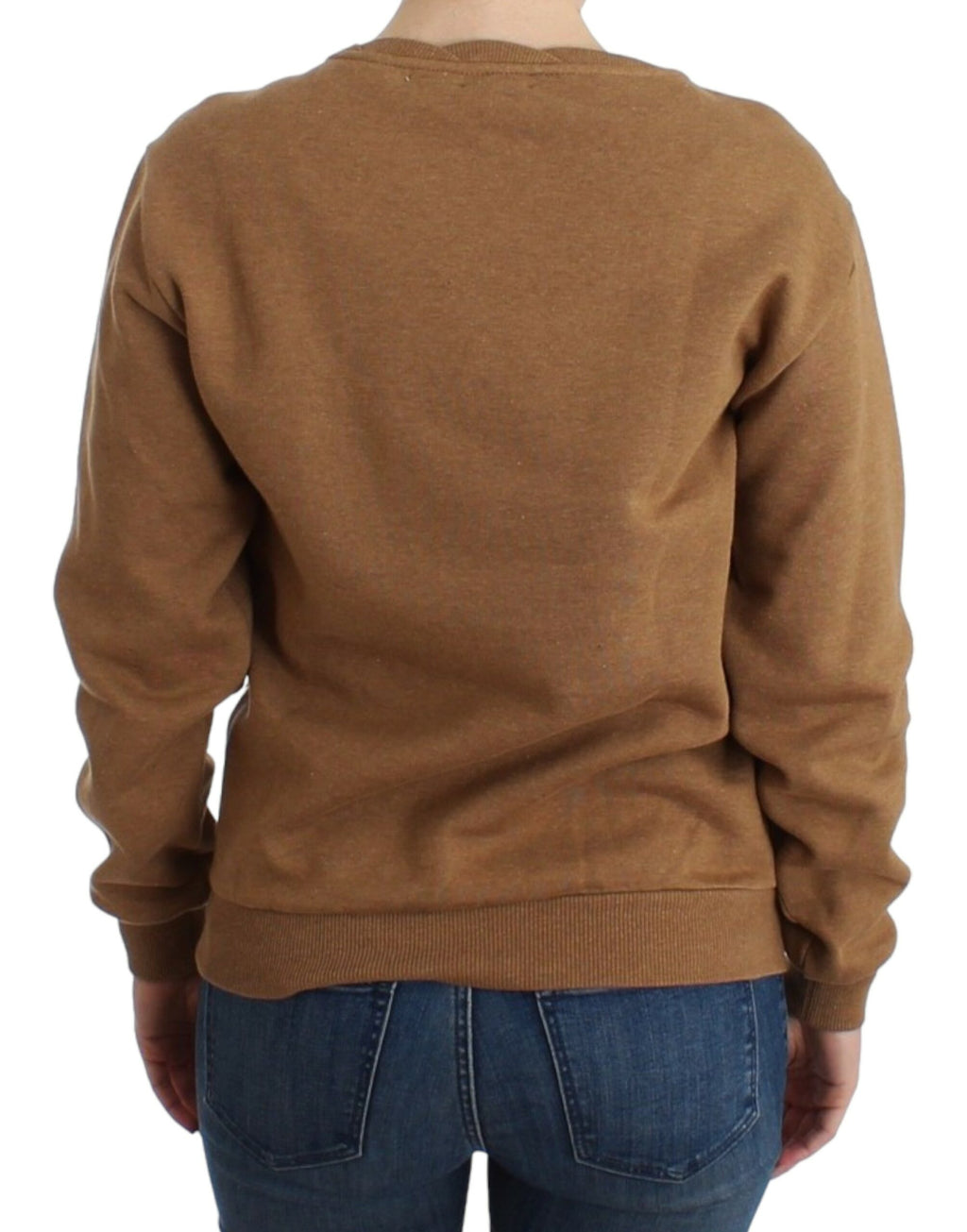 Brauner Rundhals-Sweater aus Baumwolle