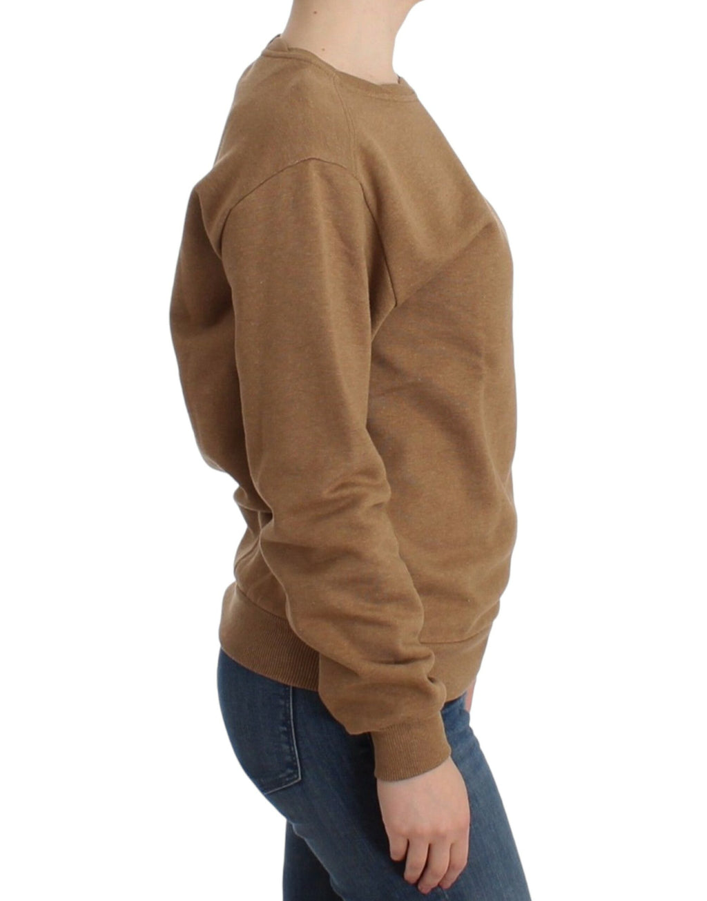 Brauner Rundhals-Sweater aus Baumwolle
