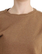 Brauner Rundhals-Sweater aus Baumwolle
