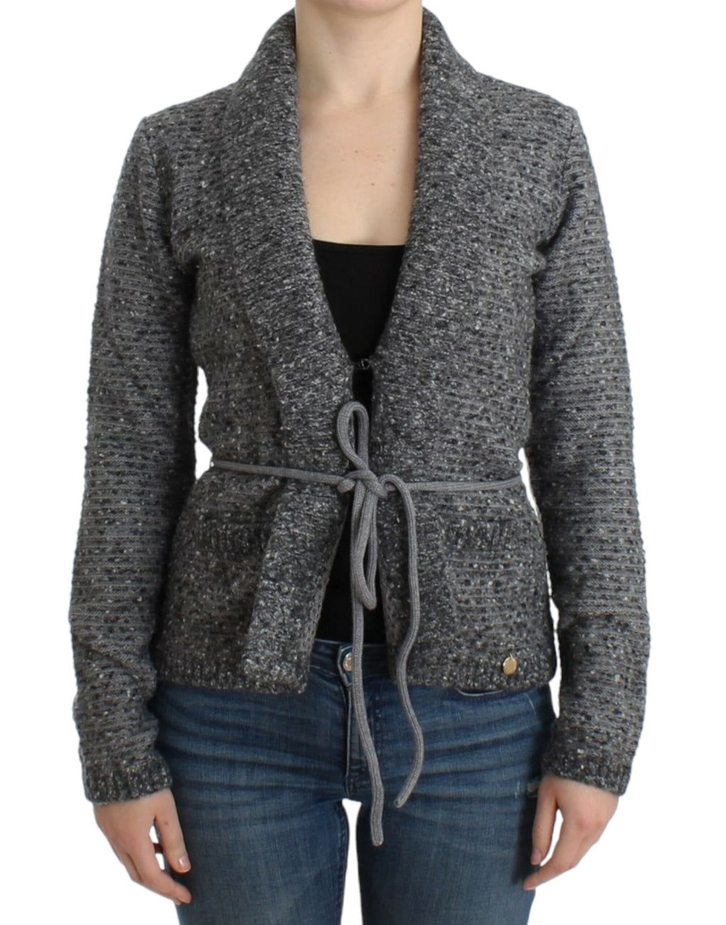 Graue Strickjacke aus Wolle
