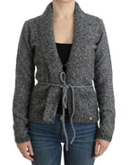 Graue Strickjacke aus Wolle