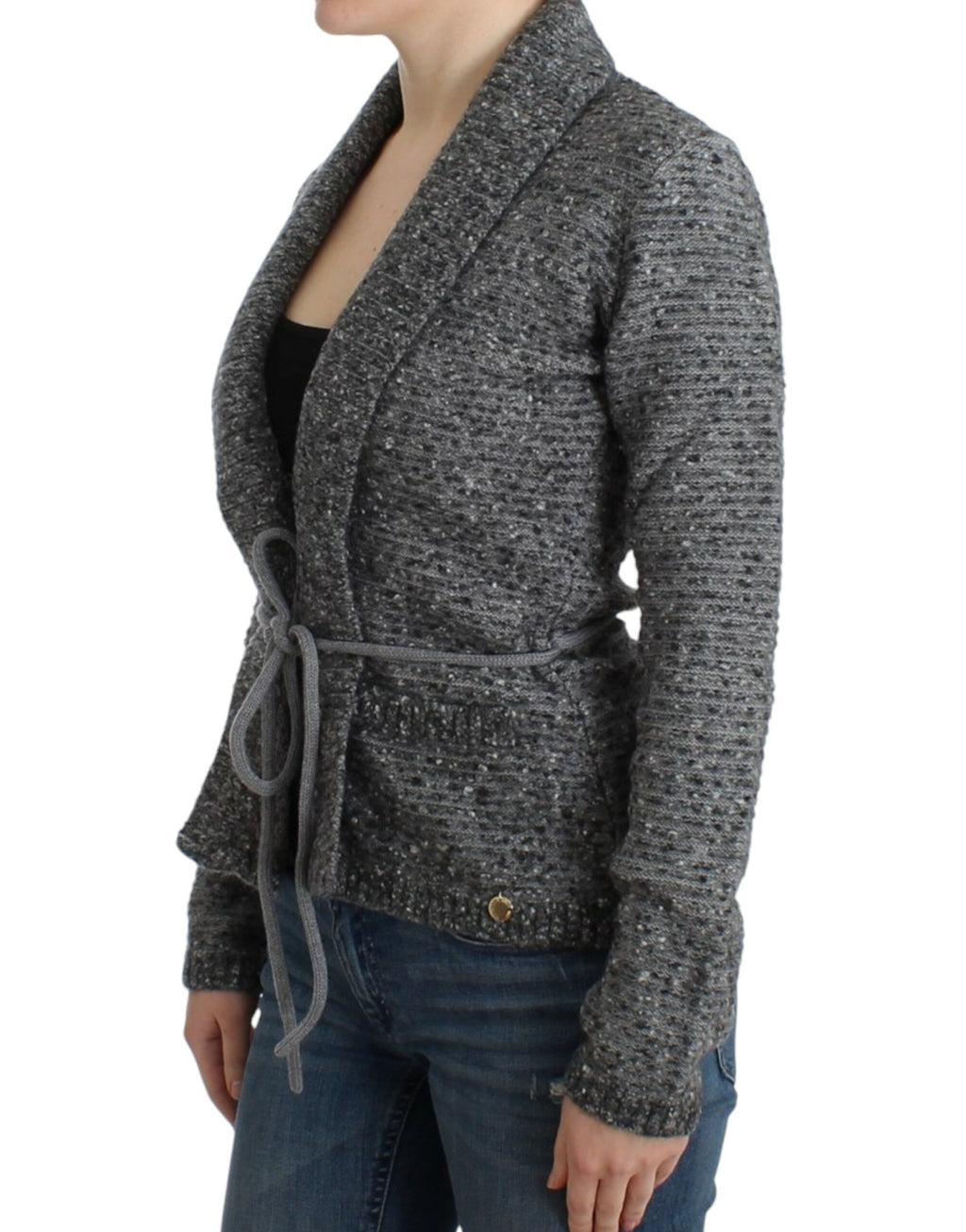 Graue Strickjacke aus Wolle