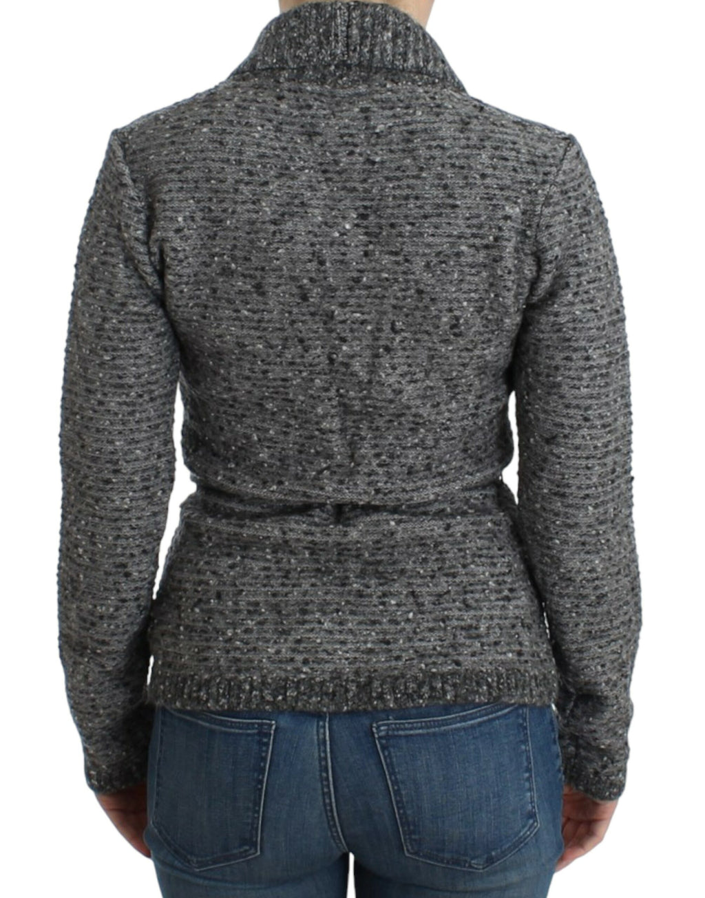 Graue Strickjacke aus Wolle