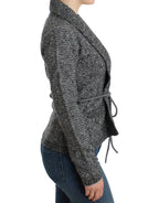 Graue Strickjacke aus Wolle
