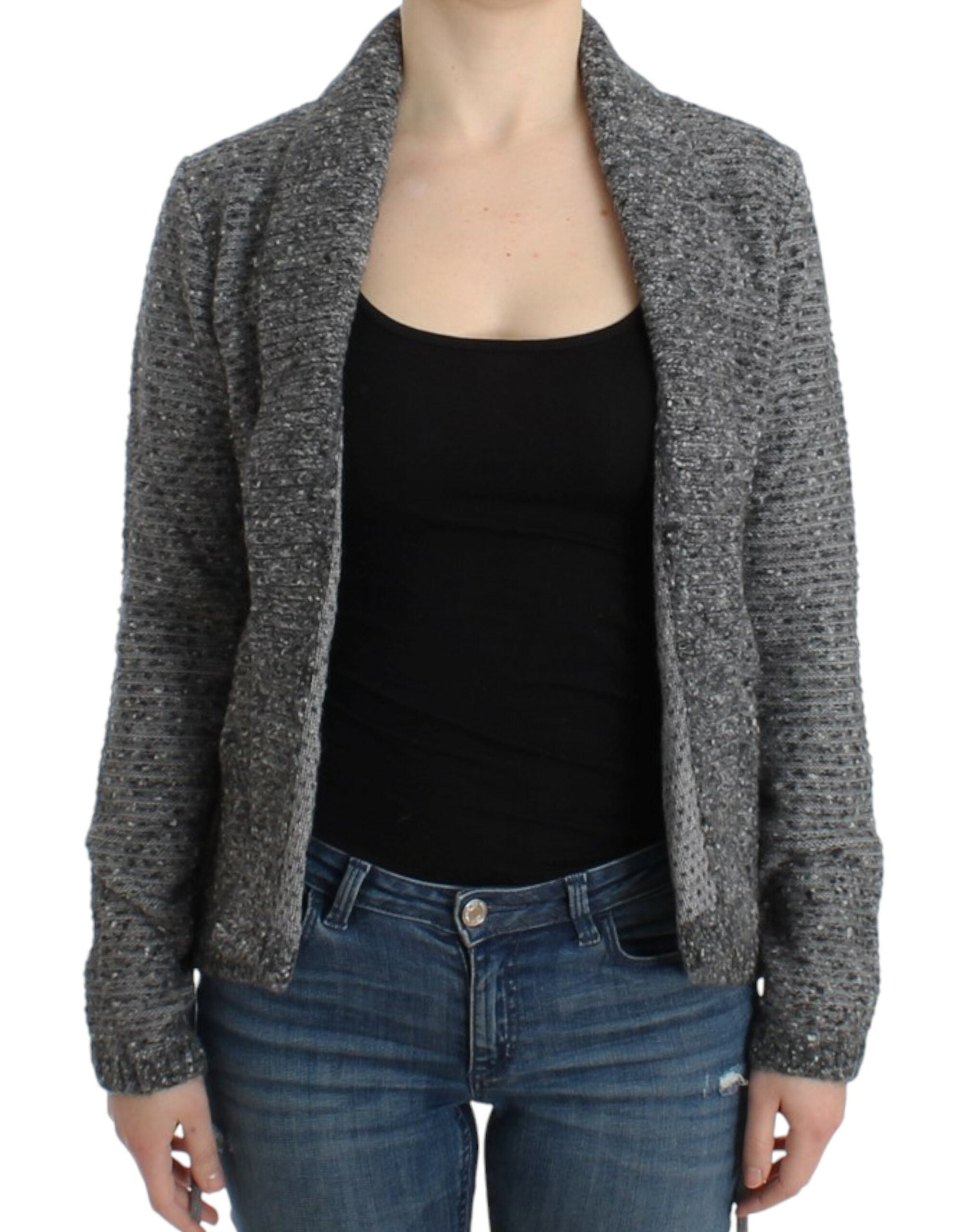 Graue Strickjacke aus Wolle