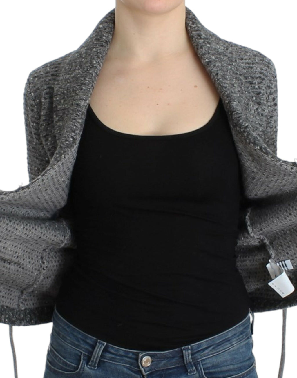 Graue Strickjacke aus Wolle