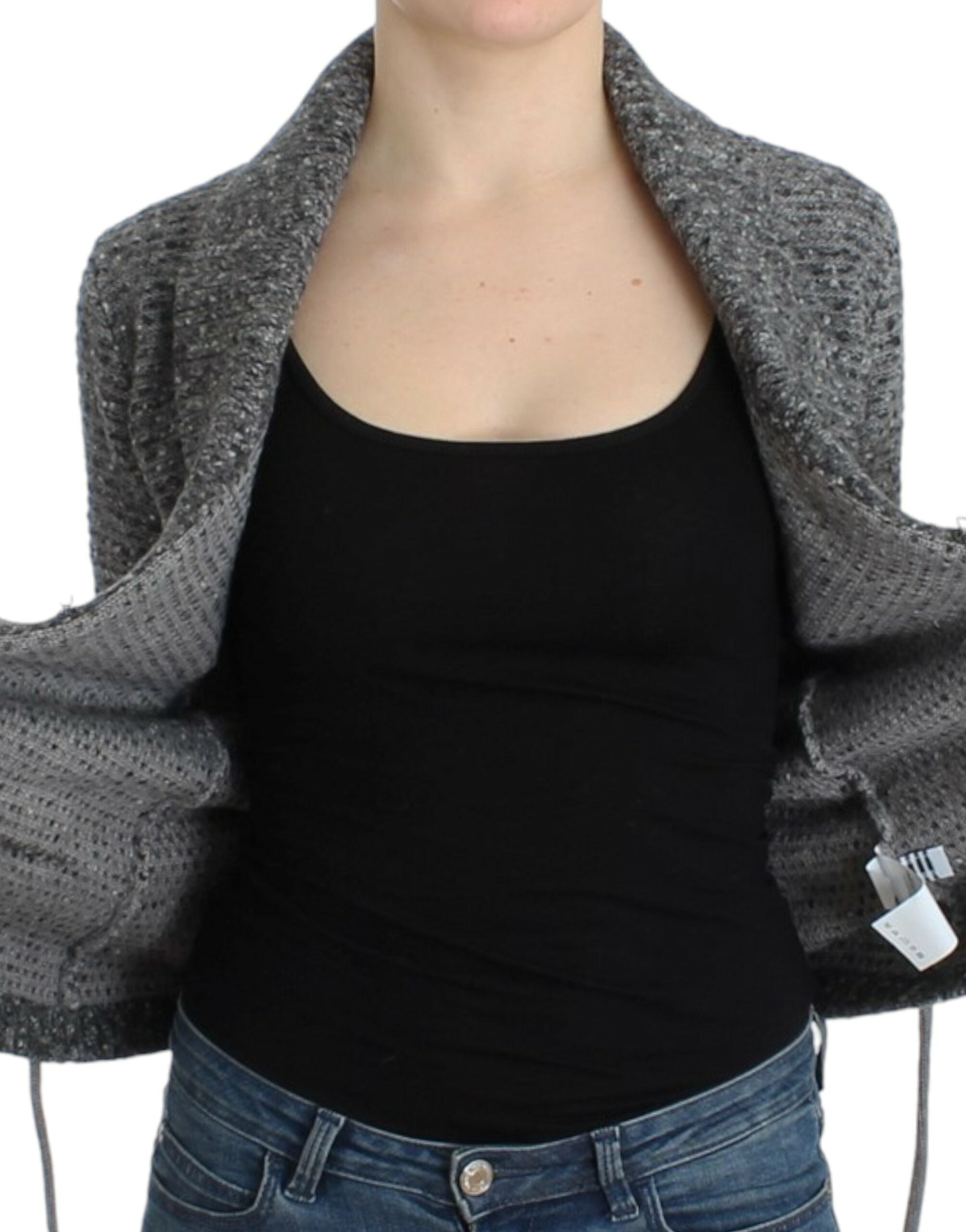Graue Strickjacke aus Wolle