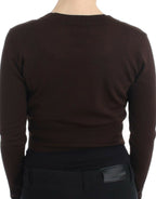 Brown cropped wool cardigan