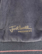 Blauer Samt-Reißverschluss-Pullover