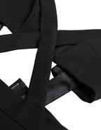 Schwarzes, ärmelloses, ausgeschnittenes Bodycon-Midikleid
