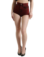 Rote Stretch High Waist Denim Hot Pants Shorts