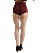 Rote Stretch High Waist Denim Hot Pants Shorts
