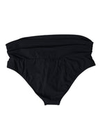 Black Nylon Stretch Swimwear Slip Bottom Bikini
