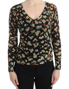 Mehrfarbiger V-Ausschnitt Pullover aus Wolle