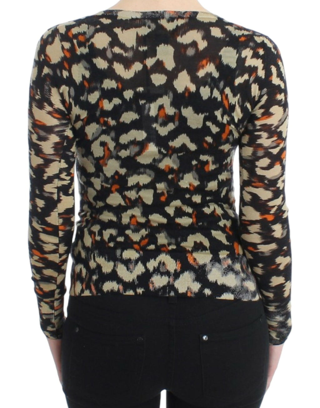 Mehrfarbiger V-Ausschnitt Pullover aus Wolle