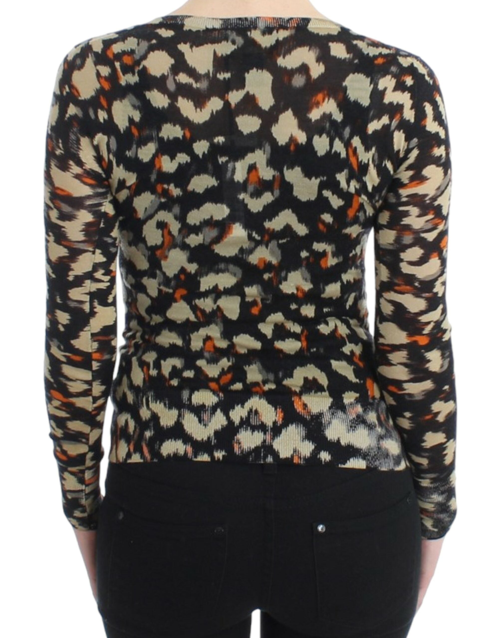 Mehrfarbiger V-Ausschnitt Pullover aus Wolle