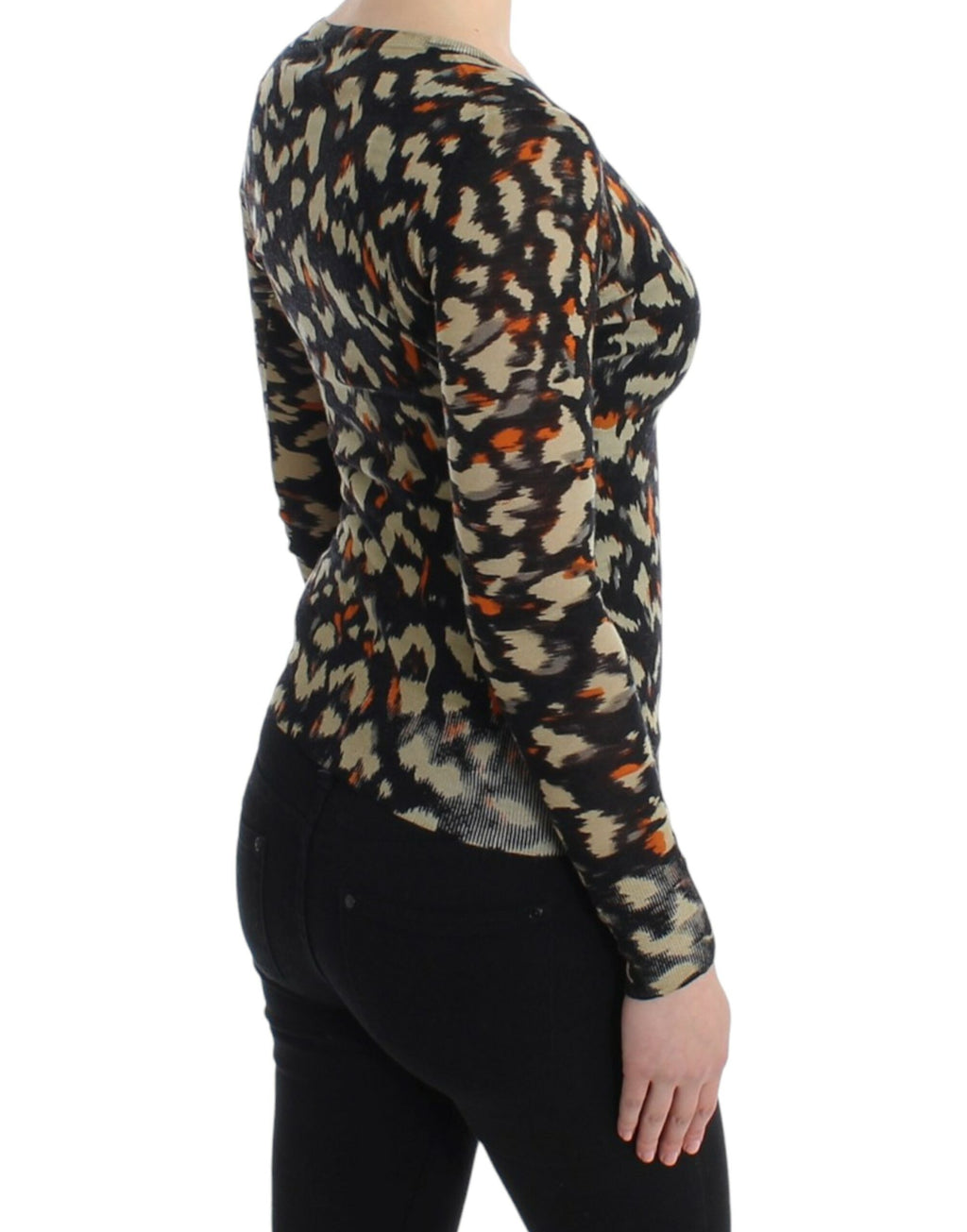 Mehrfarbiger V-Ausschnitt Pullover aus Wolle