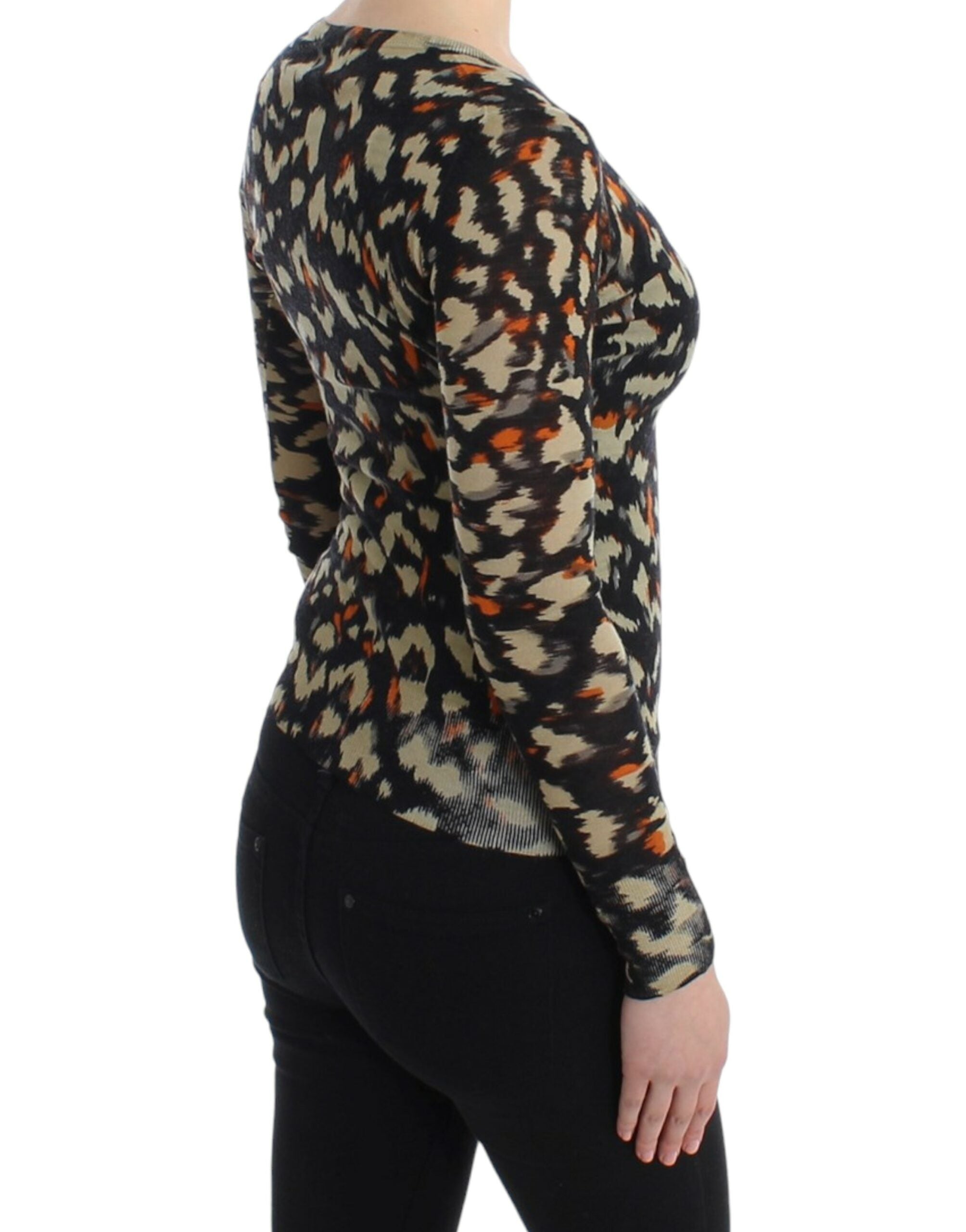 Mehrfarbiger V-Ausschnitt Pullover aus Wolle