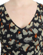 Mehrfarbiger V-Ausschnitt Pullover aus Wolle