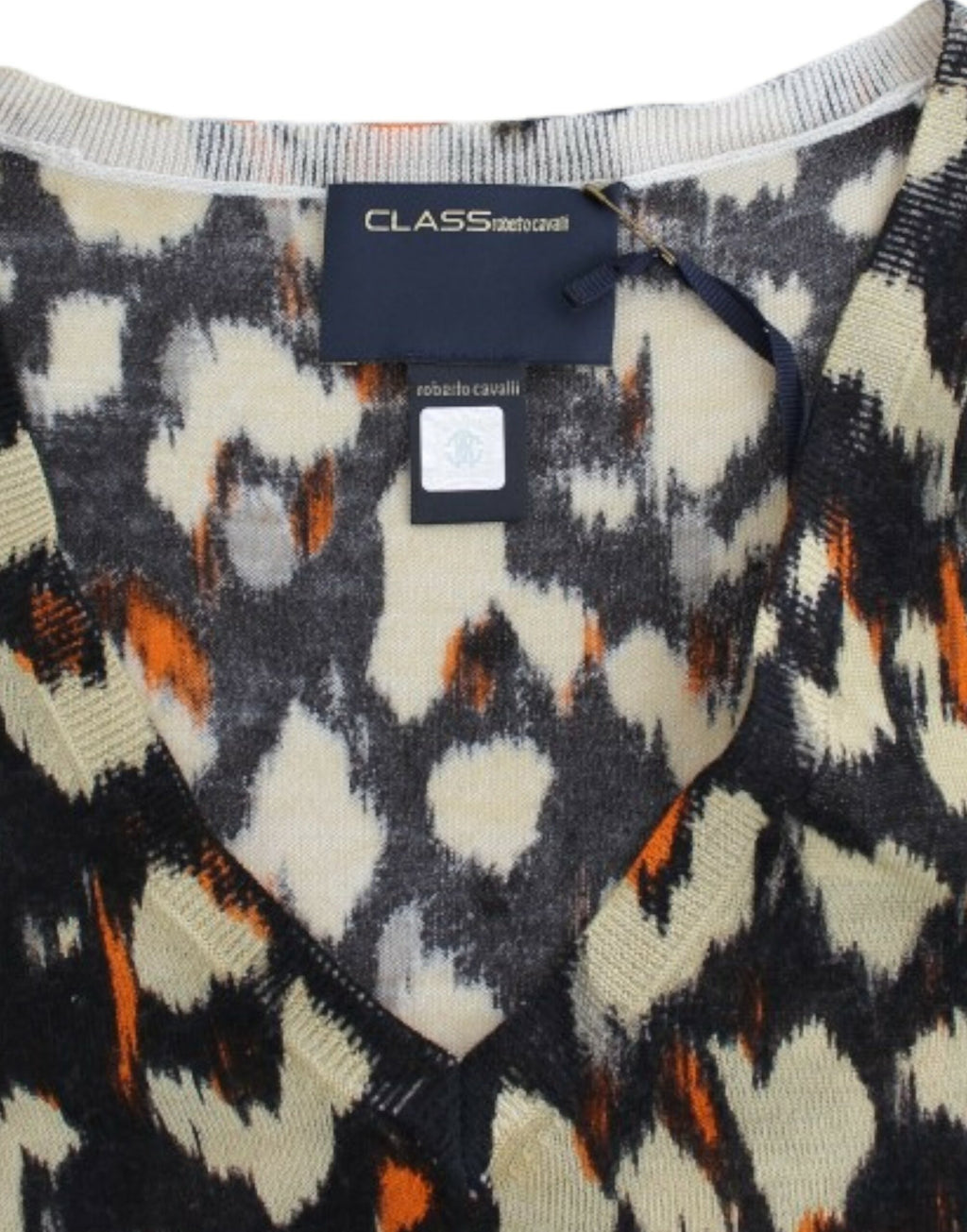 Mehrfarbiger V-Ausschnitt Pullover aus Wolle