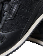 Schwarze Sneaker aus Leder mit floraler Spitze