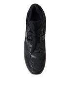 Schwarze Sneaker aus Leder mit floraler Spitze