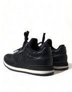 Schwarze Sneaker aus Leder mit floraler Spitze