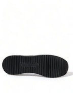Schwarze Sneaker aus Leder mit floraler Spitze