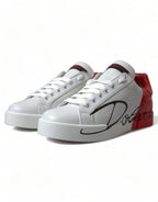 White Red Lace Up Womens Low Top Sneakers Shoes
