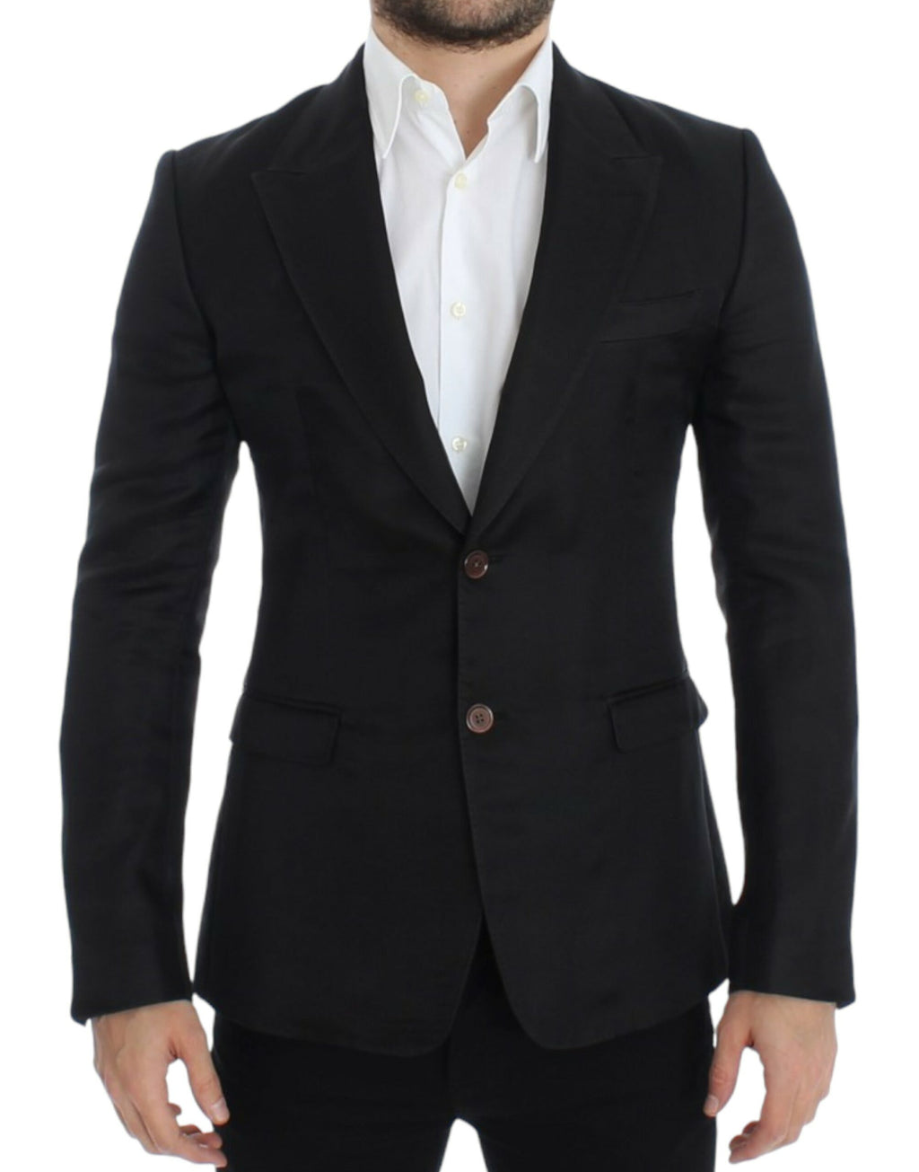 Schwarzer Blazer in schmaler Passform aus Seide