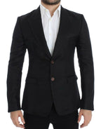 Schwarzer Blazer in schmaler Passform aus Seide