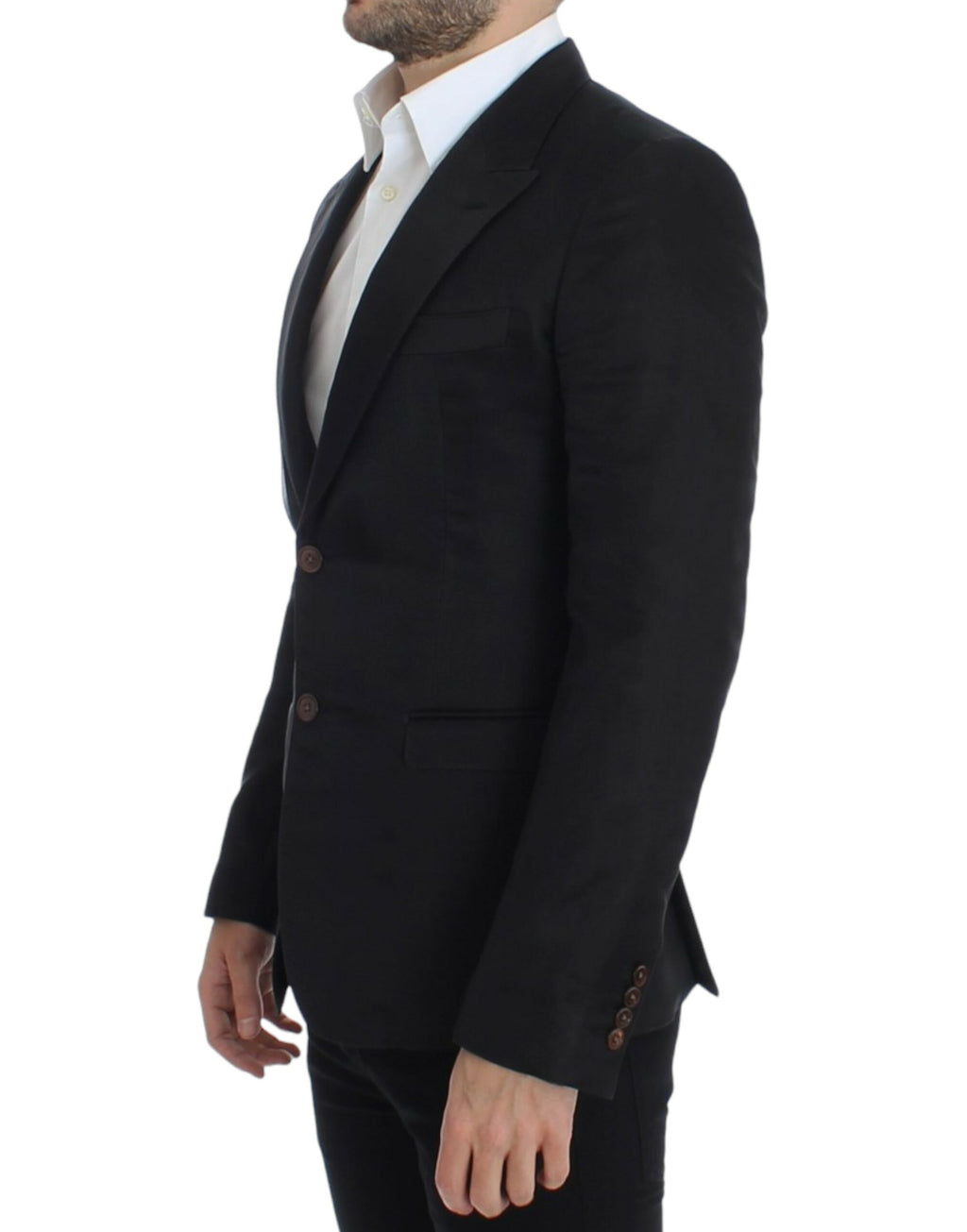 Schwarzer Blazer in schmaler Passform aus Seide