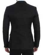 Schwarzer Blazer in schmaler Passform aus Seide