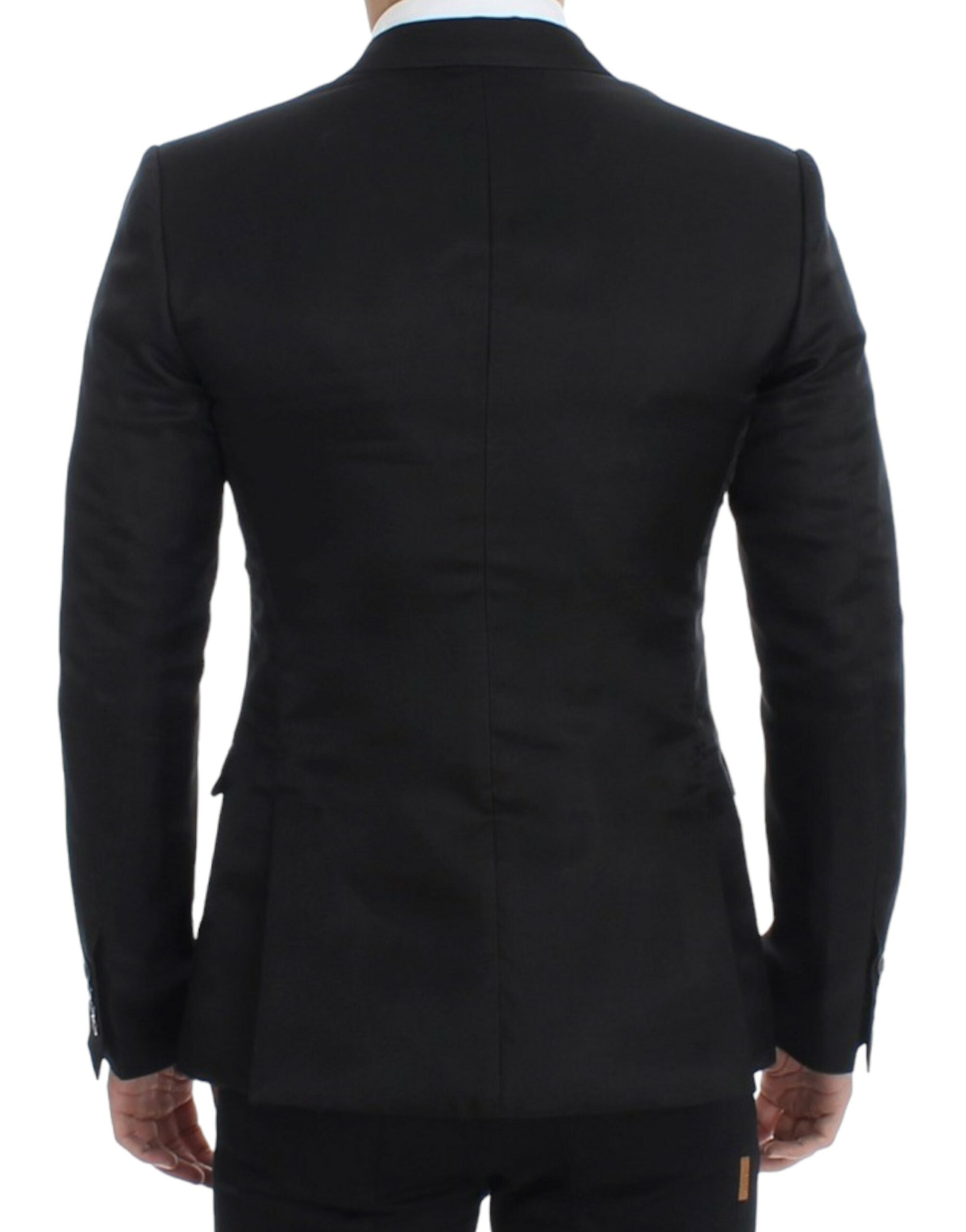 Schwarzer Blazer in schmaler Passform aus Seide