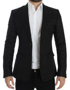 Schwarzer Blazer in schmaler Passform aus Seide