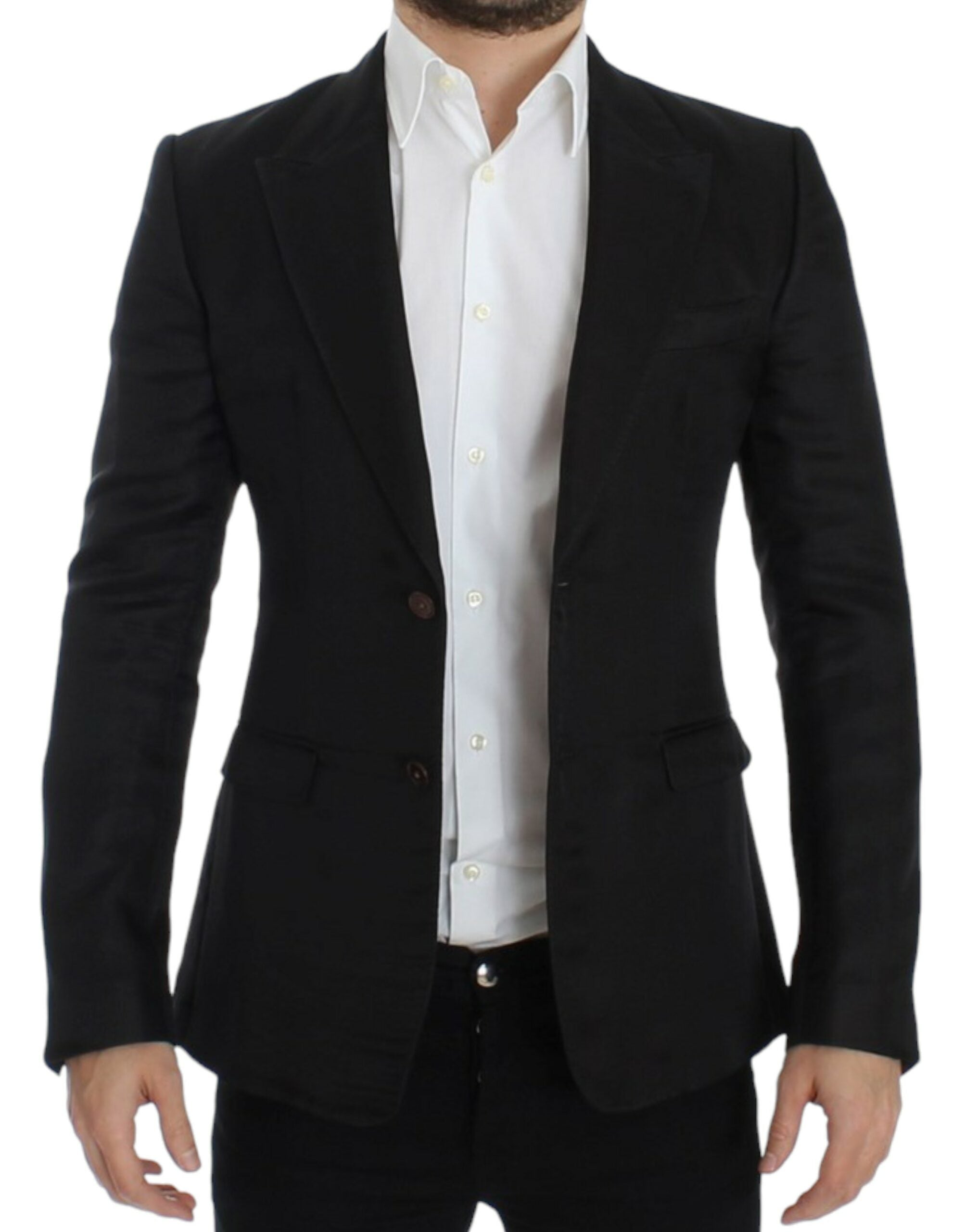 Schwarzer Blazer in schmaler Passform aus Seide