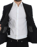 Schwarzer Blazer in schmaler Passform aus Seide