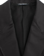 Schwarzer Blazer in schmaler Passform aus Seide