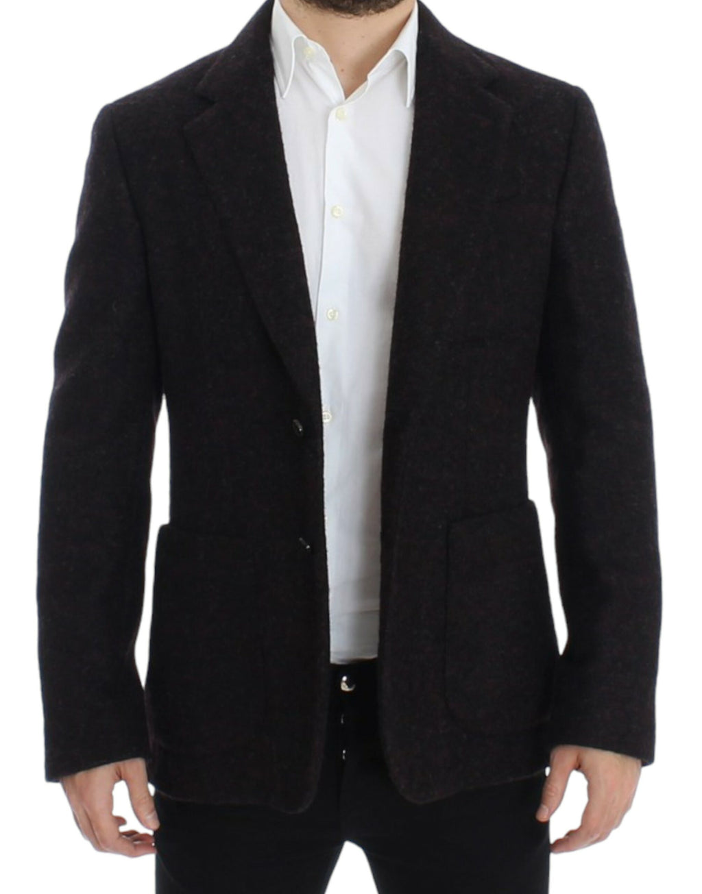 Bordeaux alpaca two-button blazer