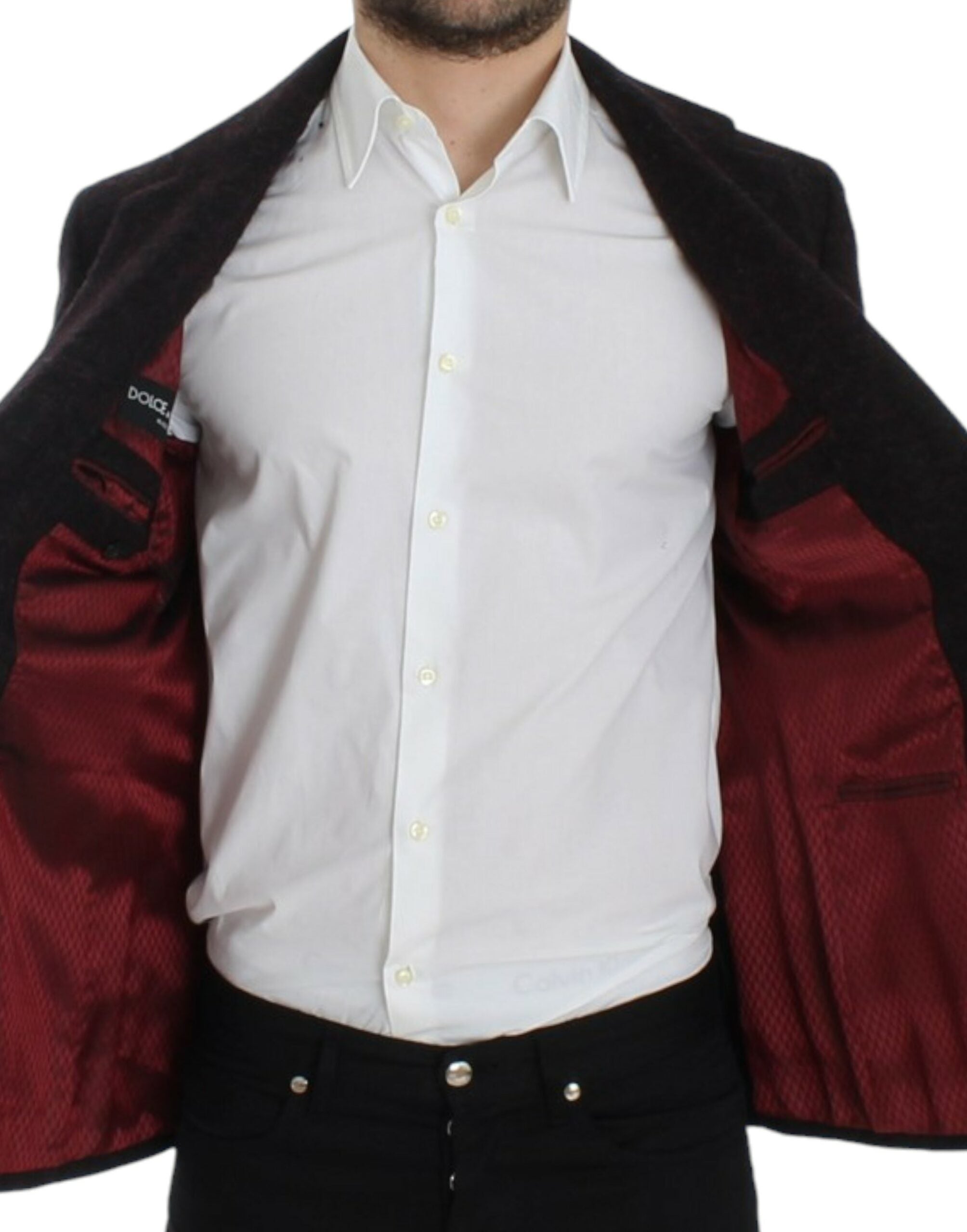 Bordeaux alpaca two-button blazer