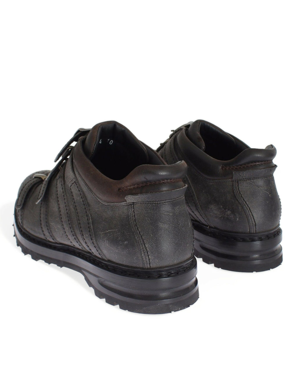 Graue Stiefeletten mit Knöchelriemen aus Leder