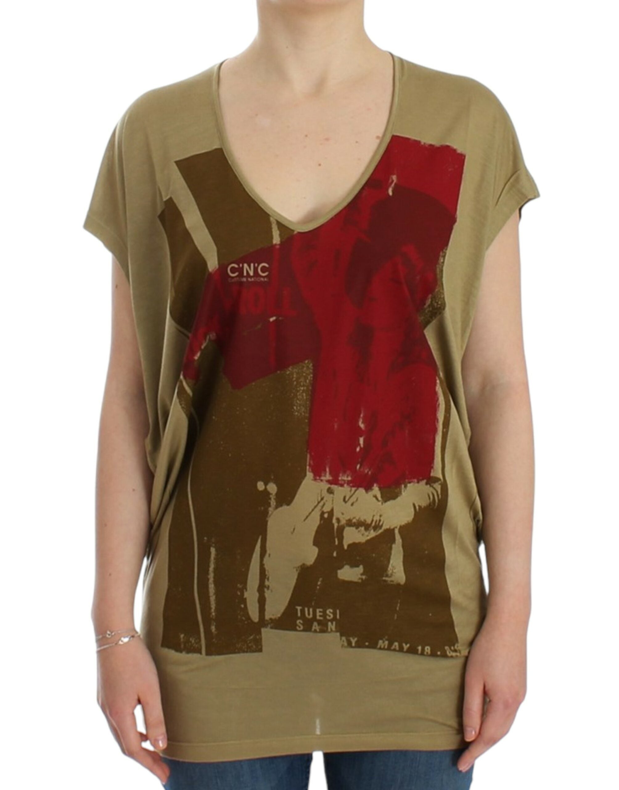 Grünes Print-Kurzarm-T-Shirt