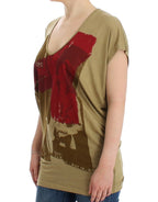 Grünes Print-Kurzarm-T-Shirt