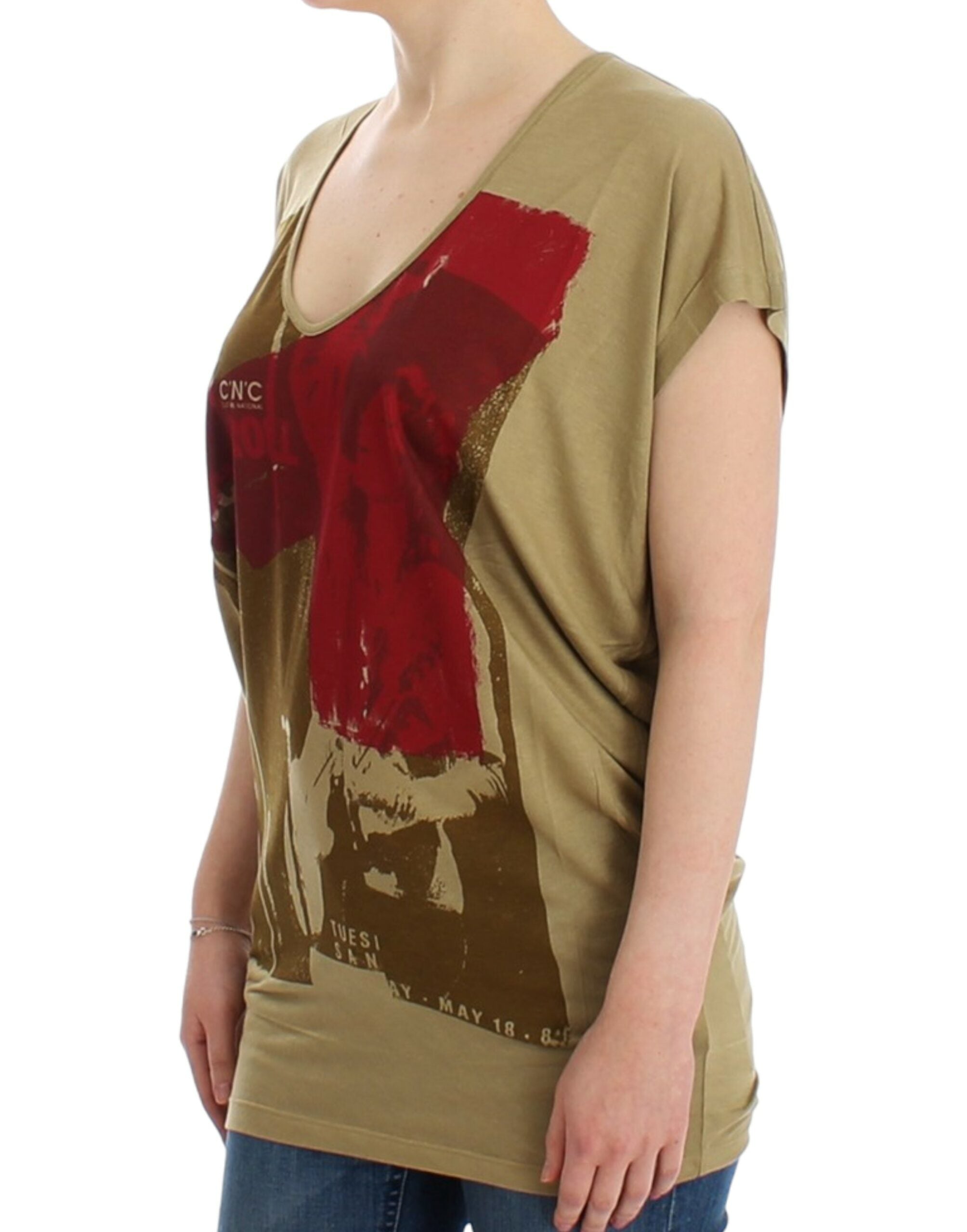 Grünes Print-Kurzarm-T-Shirt